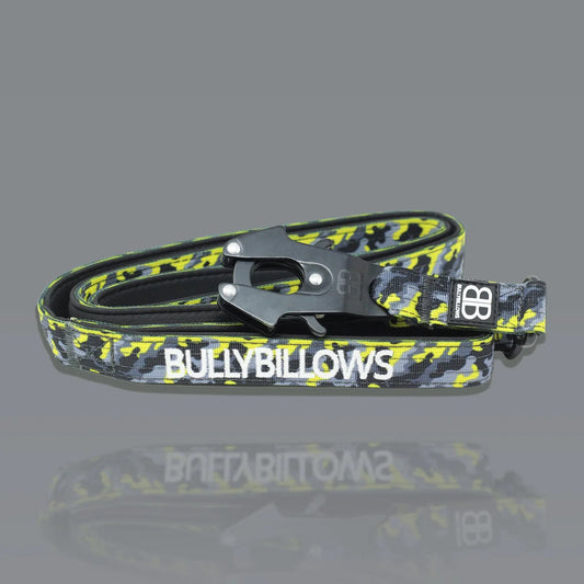 1.4m Swivel Combat Lead | Neoprene Lined, Secure Rated Clip with Soft Handle -CAMO Lightning