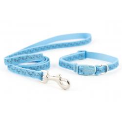 Ancol Puppy Paw & Bone Collar & Lead Set Blue