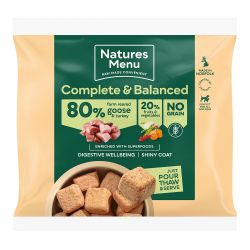 Natures Menu Complete & Balanced 80/20 Frozen Adult Dog Food Goose & Turkey 1kg