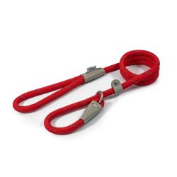 Ancol Viva Reflective Rope And Real Leather Slip Lead, 120 x 1.2 cm, Red