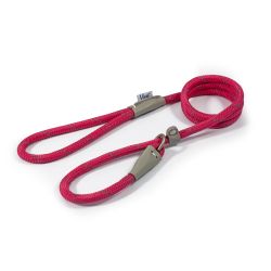 Ancol Viva Reflective Rope And Real Leather Slip Lead, 120 x 1cm, Pink