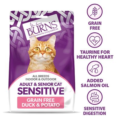 Burns Adult & Senior Cat Sensitive Grain-Free Duck & Potato 300g