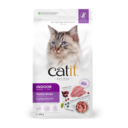 Catit Recipes Dry Indoor/Sterilised Adult Cat Food Poultry 400g