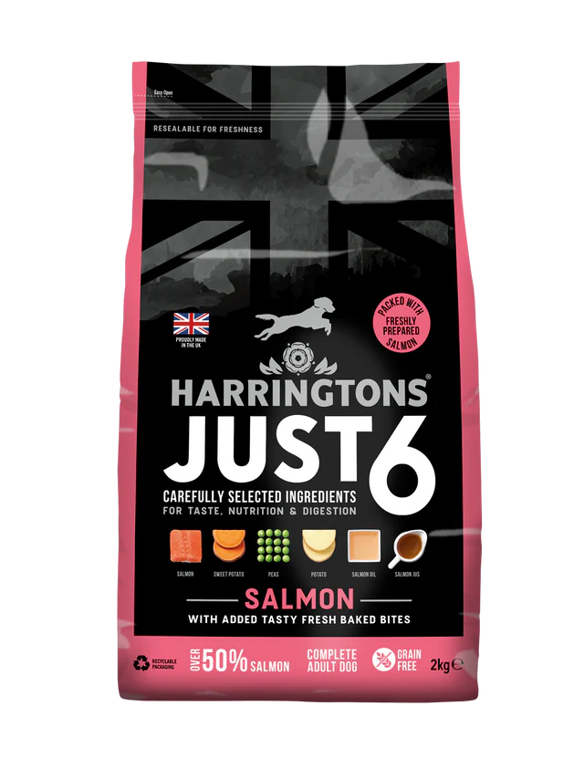 Harringtons Just 6 Complete Grain Free Dry Dog Food SALMON 2kg