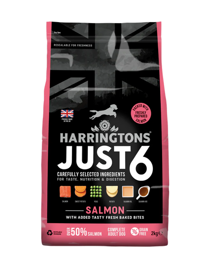 Harringtons Just 6 Complete Grain Free Dry Dog Food SALMON 2kg