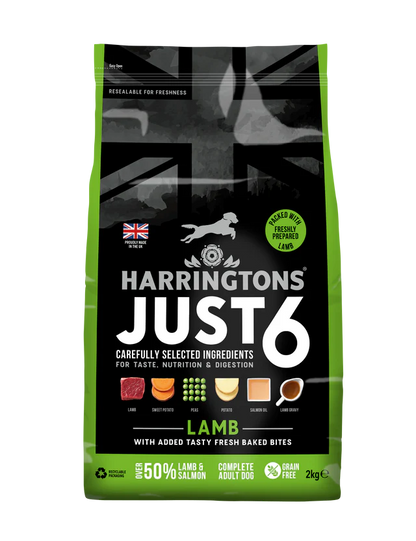 Harringtons Just 6 Complete Grain Free Dry Dog Food LAMB 2kg