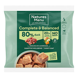 Natures Menu Complete & Balanced 80/20 Frozen Adult Dog Food Duck 1kg