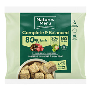 Natures Menu Complete & Balanced 80/20 Frozen Adult Dog Food Lamb 1kg