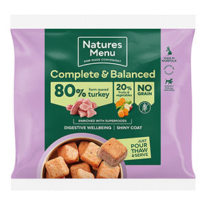 Natures Menu Complete & Balanced 80/20 Frozen Adult Dog Food Turkey 1kg