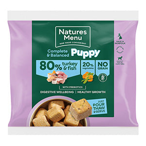 Natures Menu Complete & Balanced 80/20 Frozen Puppy Food Turkey & Fish 1kg