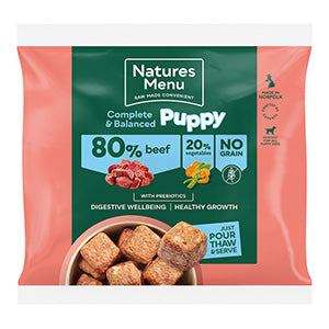 Natures Menu Complete & Balanced 80/20 Frozen Raw Puppy Food Beef 1kg