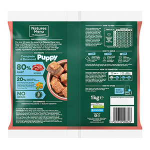 Natures Menu Complete & Balanced 80/20 Frozen Raw Puppy Food Beef 1kg