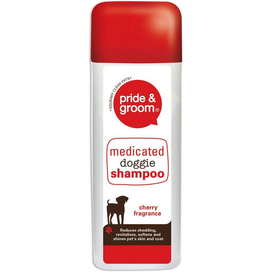 Pride & Groom Shed Control Medicated Cherry Doggie Shampoo - 300ml