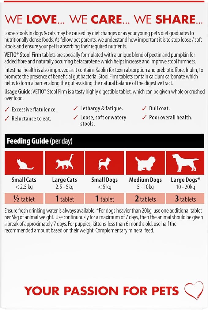 VETIQ Stool Firm 45 Tablets, Dog & Cat Stool Firmer