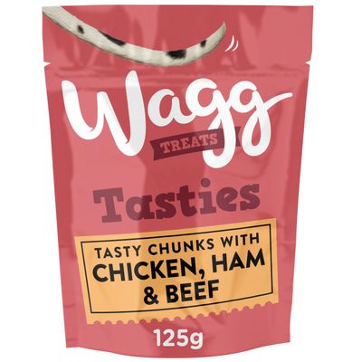 Wagg Tasty Chunks with Chicken, Ham & Beef 125g