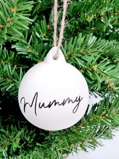 Personalised White Ceramic White Bauble