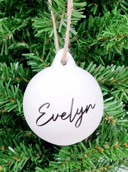 Personalised White Ceramic White Bauble