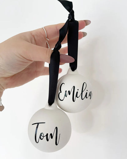 Personalised White Ceramic White Bauble