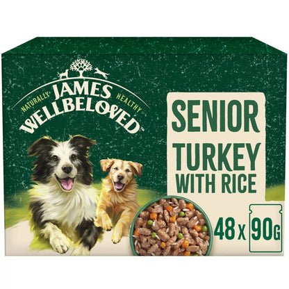 James Wellbeloved Senior Wet Dog Food Turkey in Gravy Pouch 12 x 90G